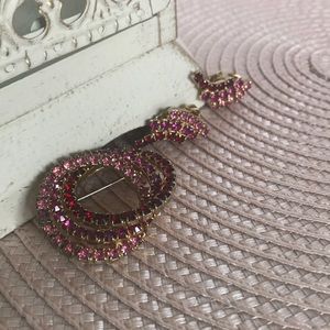 Vintage Ombre Clip Earrings and Brooch Set